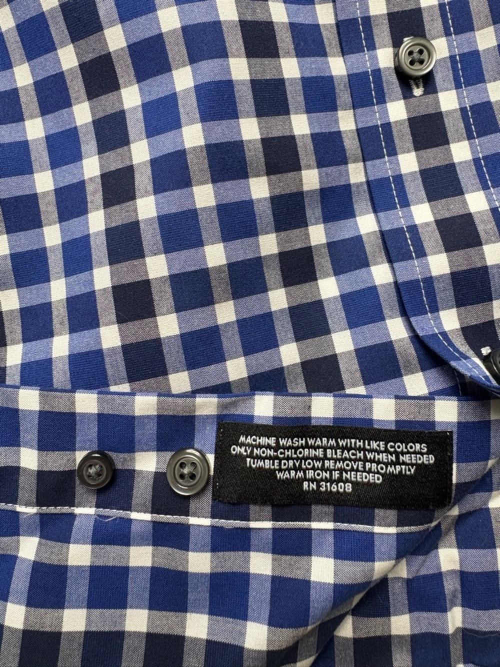 NWT Jos A Bank Traveler Collection Blue Gingham Check Dress Shirt • 2X • $100 - Picture 11 of 13
